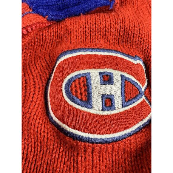 Vintage NHL Montreal Canadiens Knit Zip Up Sweater Mens L Red Full Zip Jacket - Picture 3 of 11